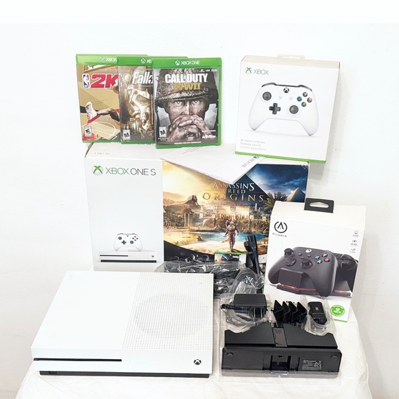 Microsoft Xbox One S 1TB Console - White- Model 1681- Bundle Games, Controller +
